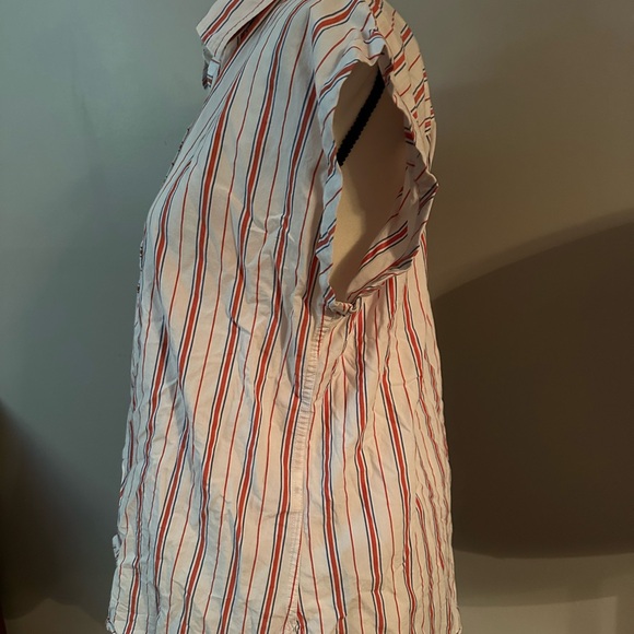 Abercrombie & Fitch Red White & Blue Striped Button Down Top coastal women’s L - Picture 2 of 5